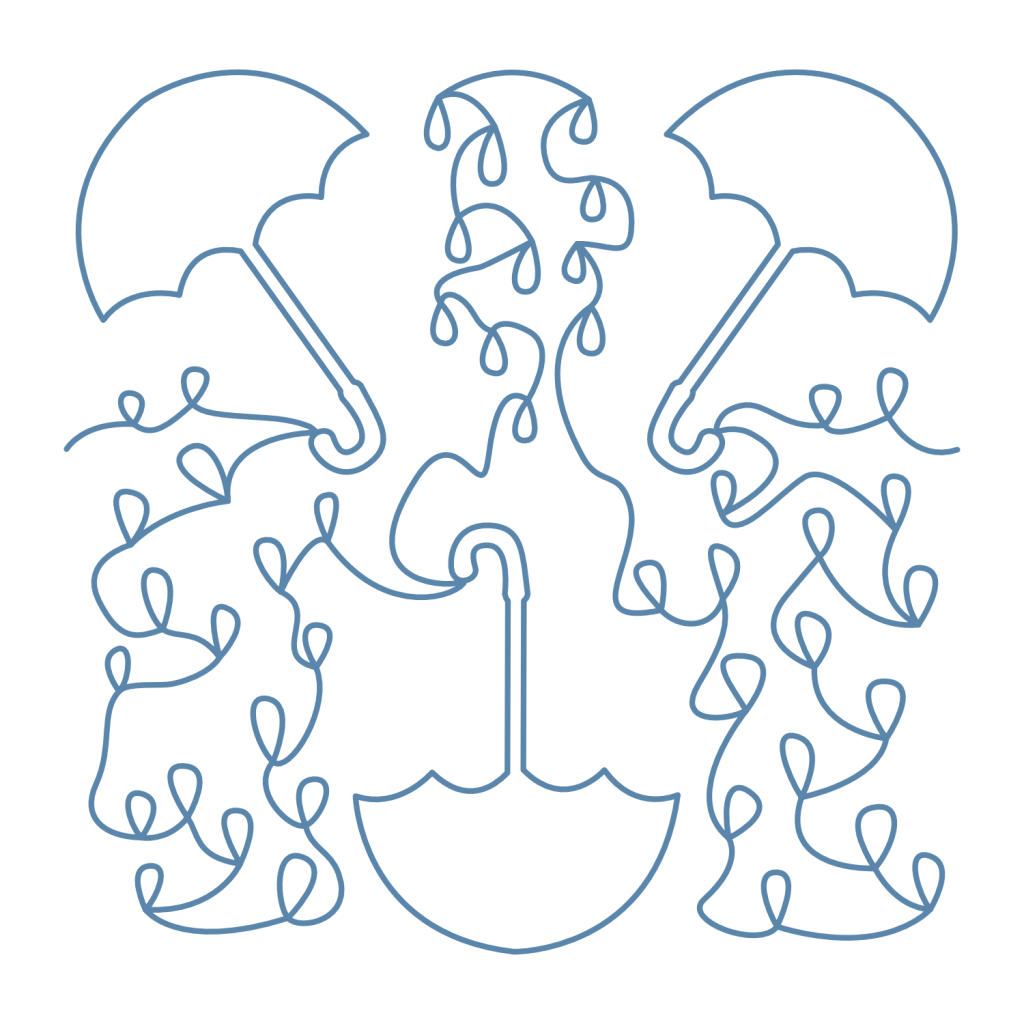 Umbrellas in Rain Stitching Club Machine Quilting and Embroidery